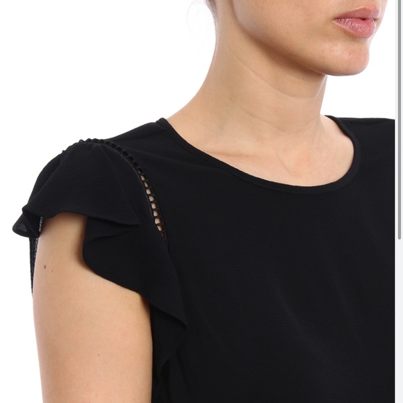 Michael Kors Black Blouse With Flutter Sleeve, Size S - Picture 1 of 12
